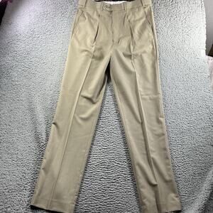 Peter Christian Men's 100% Wool Trousers 34x33 Tan Taupe Pleated Dress Pants